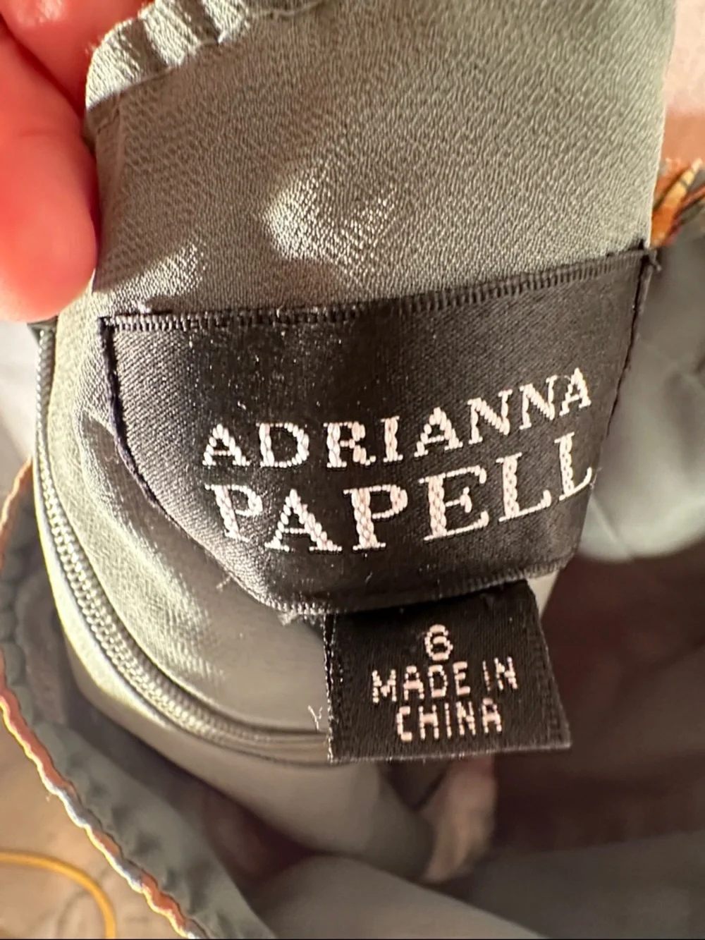 Adrianna Papell One-Shoulder Fit-and-Flare Dress in Green and Gold - Picture 3 of 4